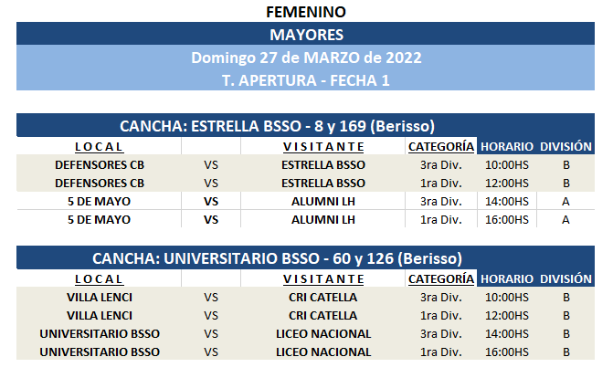 #ReProgramación CAMBIO DE CANCHA