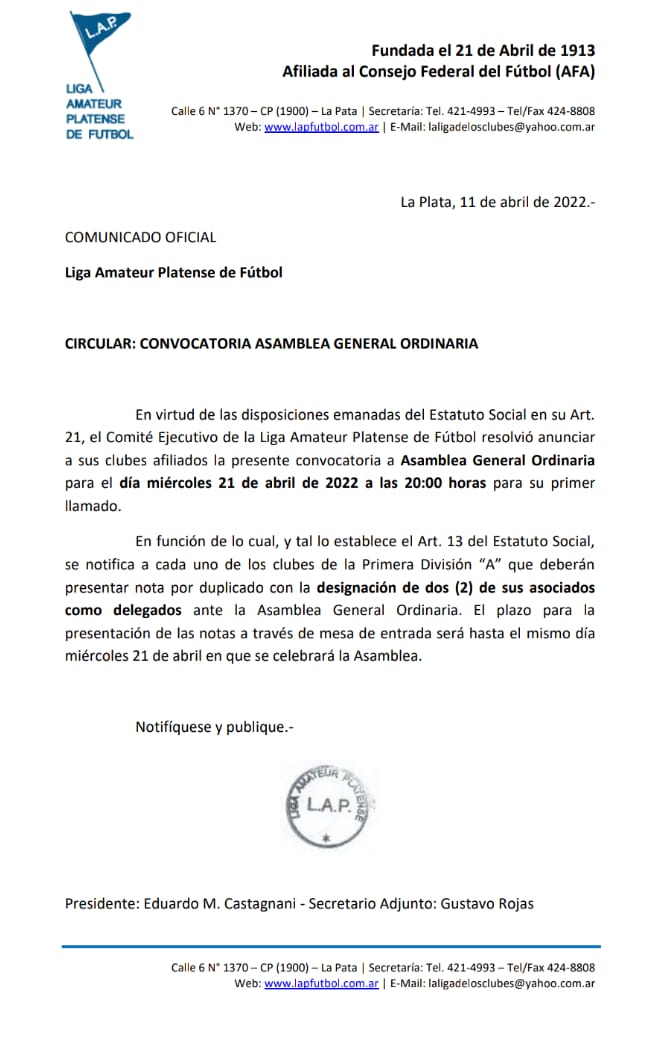 #Institucional CONVOCATORIA ASAMBLEA GENERAL ORDINARIA