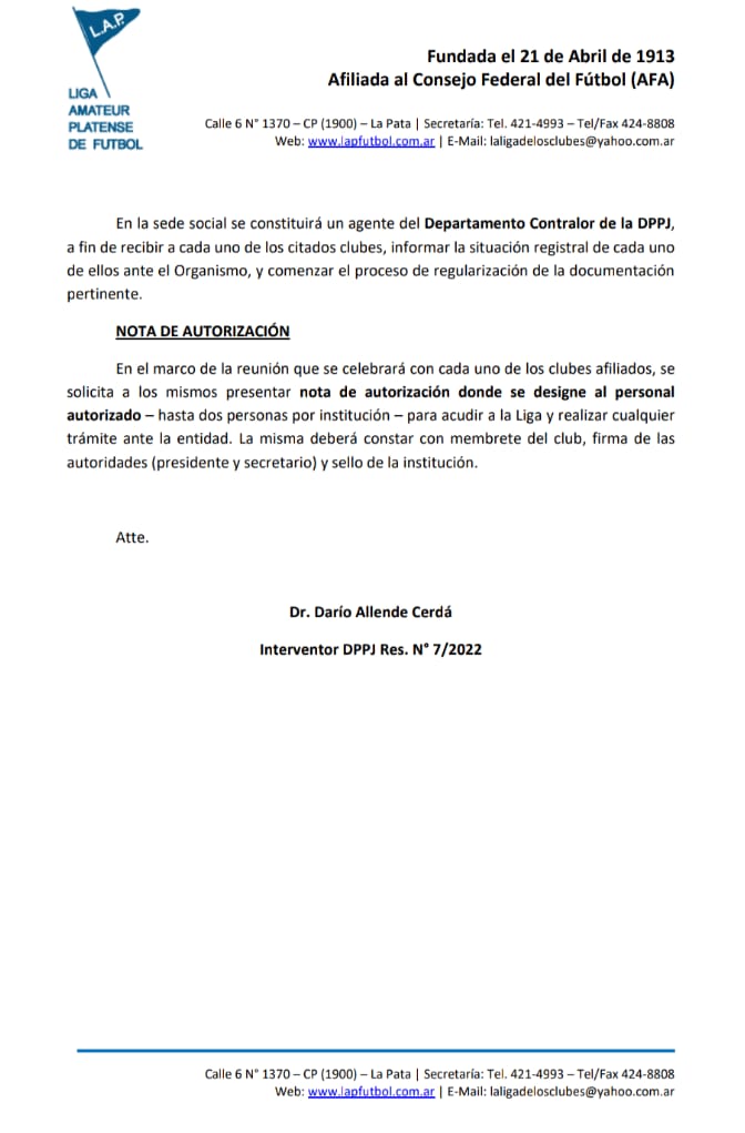 CIRCULAR Nro 7 INTERVENCIÓN DPPJ