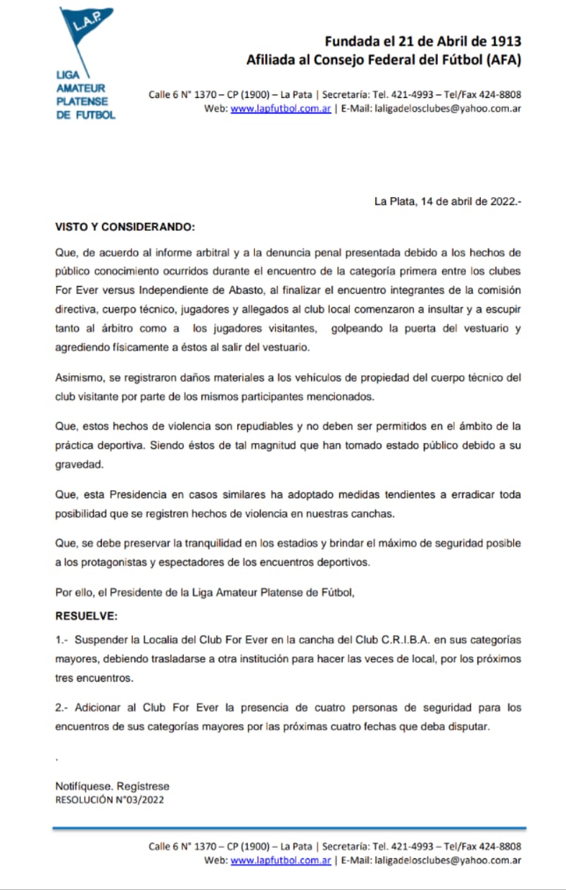 Resolución de Presidencia Nro 3 / 2022