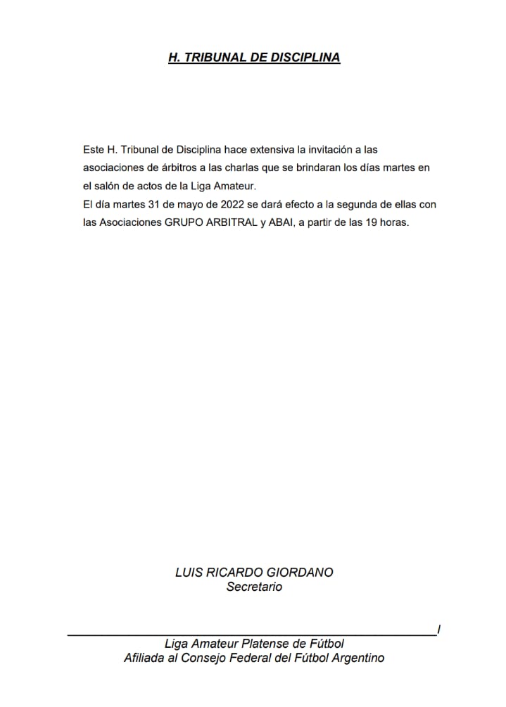 #TribunalDisciplina CHARLA CON ÁRBITROS: CITACIÓN GRUPO ARBITRAL Y ABAI