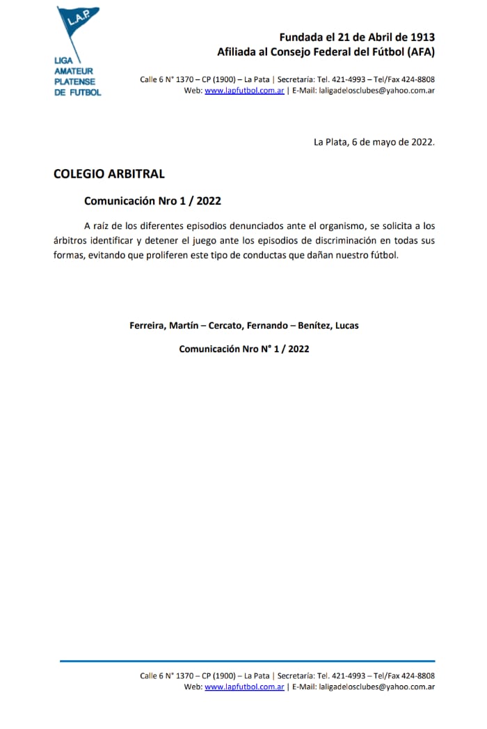 #ColegioArbitral COMUNICACIÓN NRO 1 – 2022