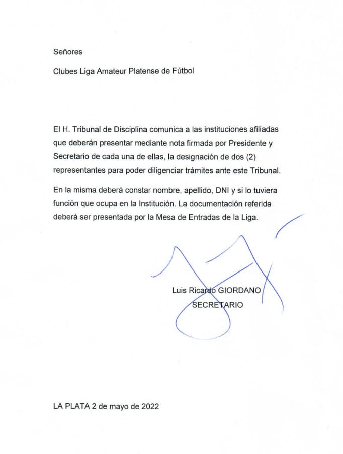 NOTAS AL H. TRIBUNAL DE DISCIPLINA