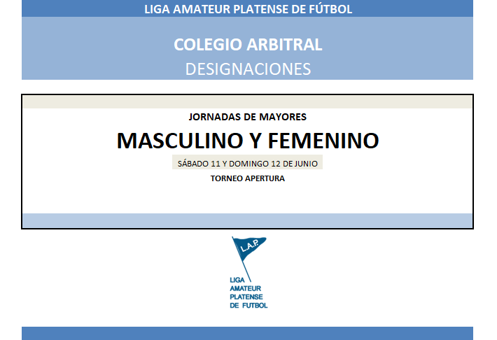 #Designaciones T. APERTURA 12DA FECHA PRIMERA A, 5TA FECHA PRIMERA B, 8VA FECHA ASCENSO MASCULINO Y 10MA FECHA FEMENINO