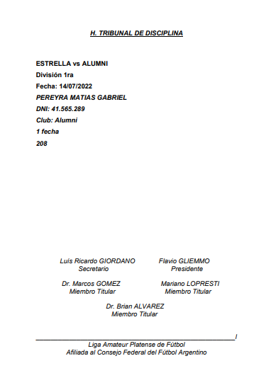 #TribunalDisciplina RESOLUCIÓN 5 AMARILLAS