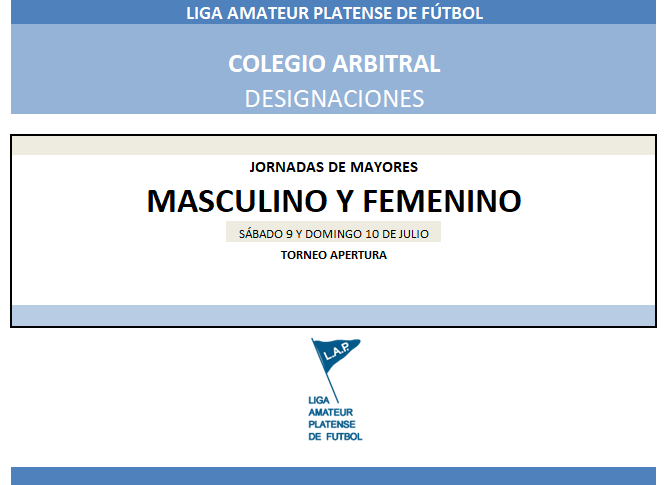 #Designaciones T. APERTURA 6TA FECHA PRIMERA A, SEMIFINALES ASCENSO MASCULINO Y 13RA FECHA PRIMERA A FEMENINO