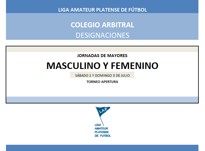 #Designaciones T. APERTURA 16TA FECHA PRIMERA A, 9NA FECHA ASCENSO MASCULINO Y 12DA FECHA PRIMERA A