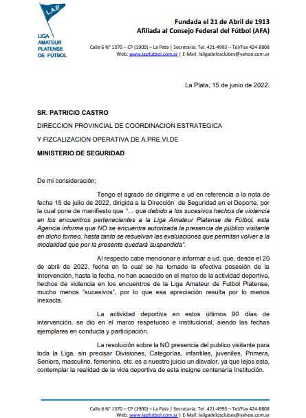 LA INTERVENCIÓN RESPONDE CIRCULAR DE A.PRE.VI.DE.