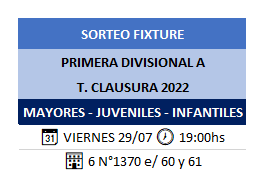 SORTEO FIXTURE TORNEO CLAUSURA PRIMERA A