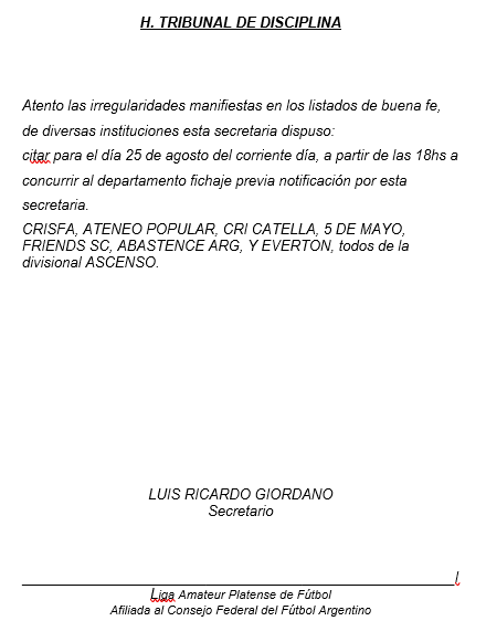 #TribunalDisciplina ASCENSO FICHAJE