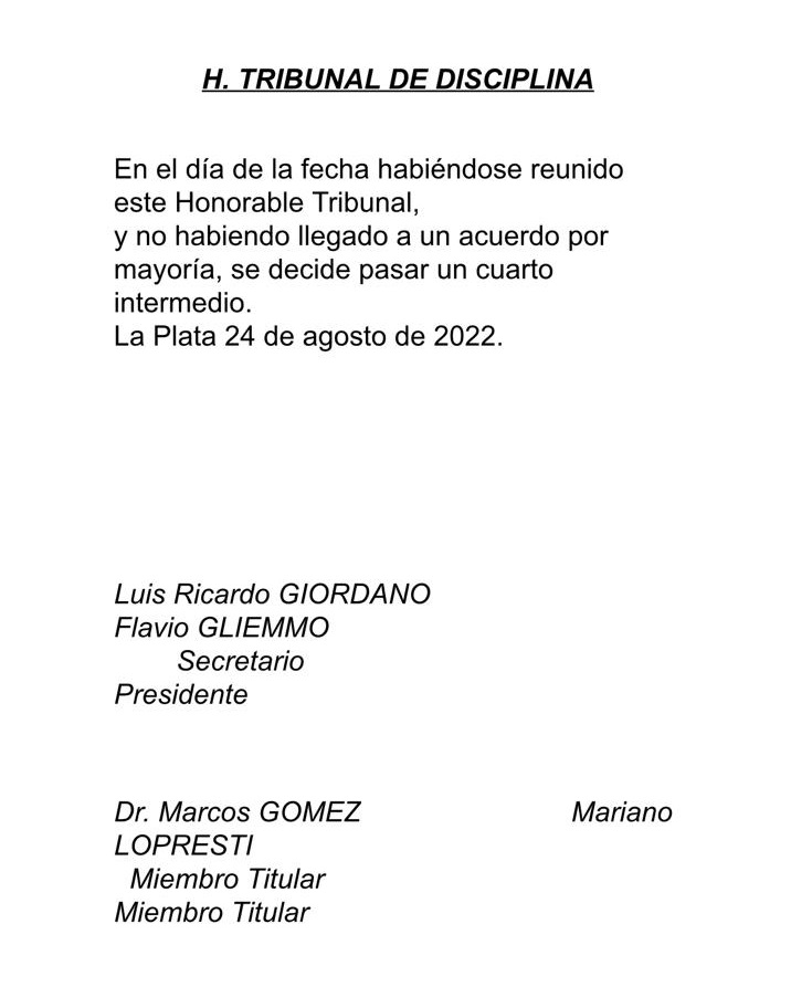 #TribunalDisciplina CUARTO INTERMEDIO
