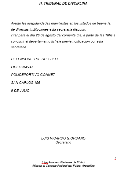 #TribunalDisciplina ASCENSO FICHAJE