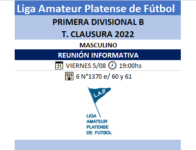 CONVOCATORIA REUNIÓN PRIMERA DIVISIONAL B