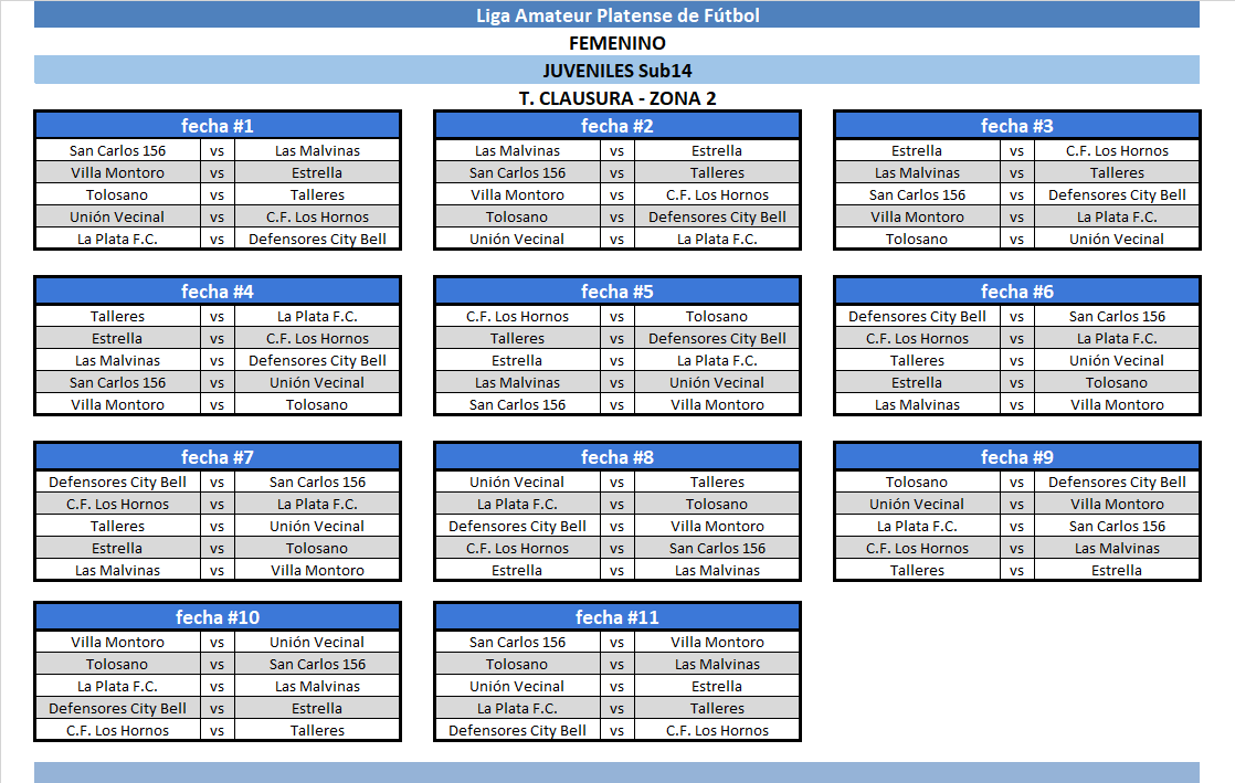 #Fixture T. CLAUSURA JUVENILES E INFANTILES
