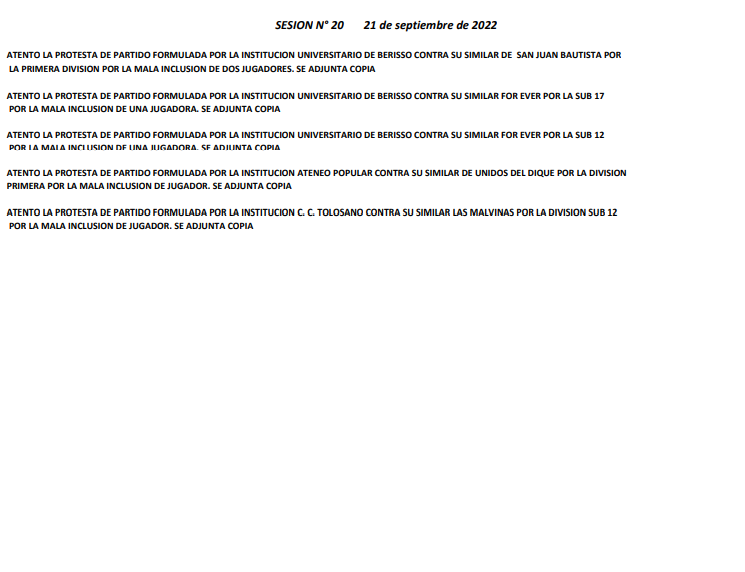 SESIÓN 20 – 2022 H. TRIBUNAL DE DISCIPLINA