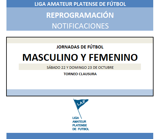#ReProgramación NOTIFICACIONES SÁBADO 22 Y DOMINGO 23 DE OCTUBRE