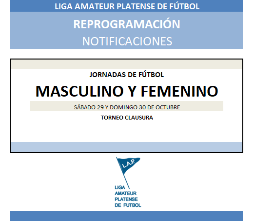 #ReProgramación NOTIFICACIONES SÁBADO 29 Y DOMINGO 30 DE OCTUBRE
