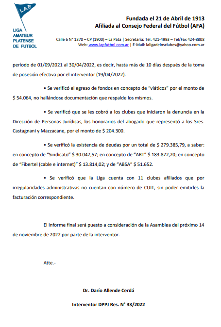 CIRCULAR Nro 33 INTERVENCIÓN DPPJ