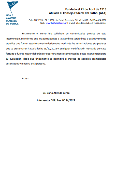 CIRCULAR Nro 34 INTERVENCIÓN DPPJ - ACREDITACIÓN DE LISTAS ELECTORALES