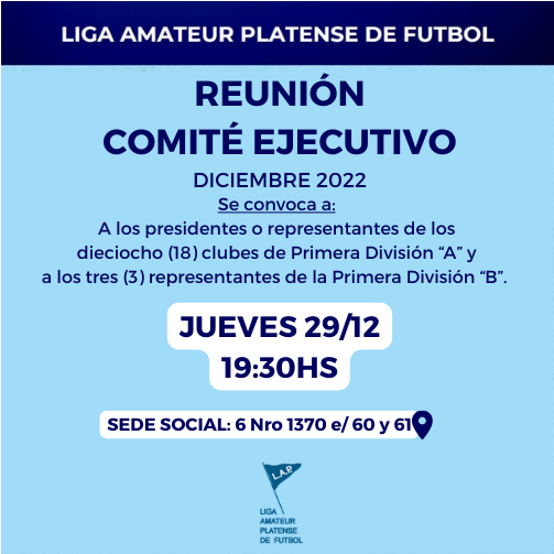 #Institucional CONVOCATORIA COMITÉ EJECUTIVO – DICIEMBRE 2022
