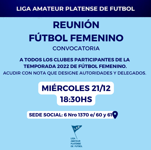 #Institucional CONVOCATORIA REUNIÓN FÚTBOL FEMENINO