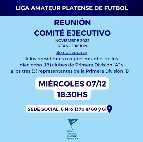 #Institucional CONVOCATORIA COMITÉ EJECUTIVO – NOVIEMBRE 2022 - REANUDACIÓN