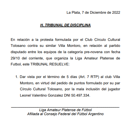 #TribunalDisciplina H. TRIBUNAL DE DISCIPLINA - TRASLADO A VILLA MONTORO