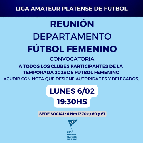 CONVOCATORIA REUNIÓN DEPARTAMENTO DE FÚTBOL FEMENINO