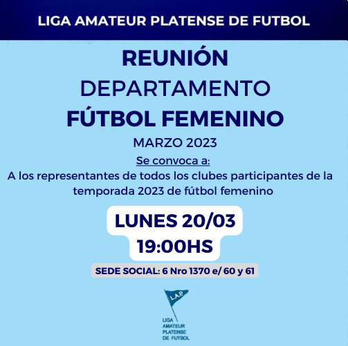 CONVOCATORIA REUNIÓN DEPARTAMENTO DE FÚTBOL FEMENINO