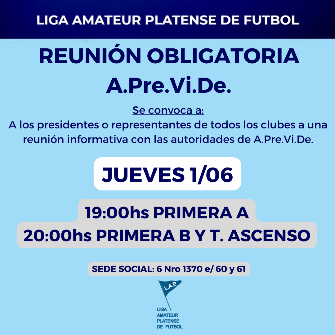 REUNIÓN OBLIGATORIA CON A.PRE.VI.DE.