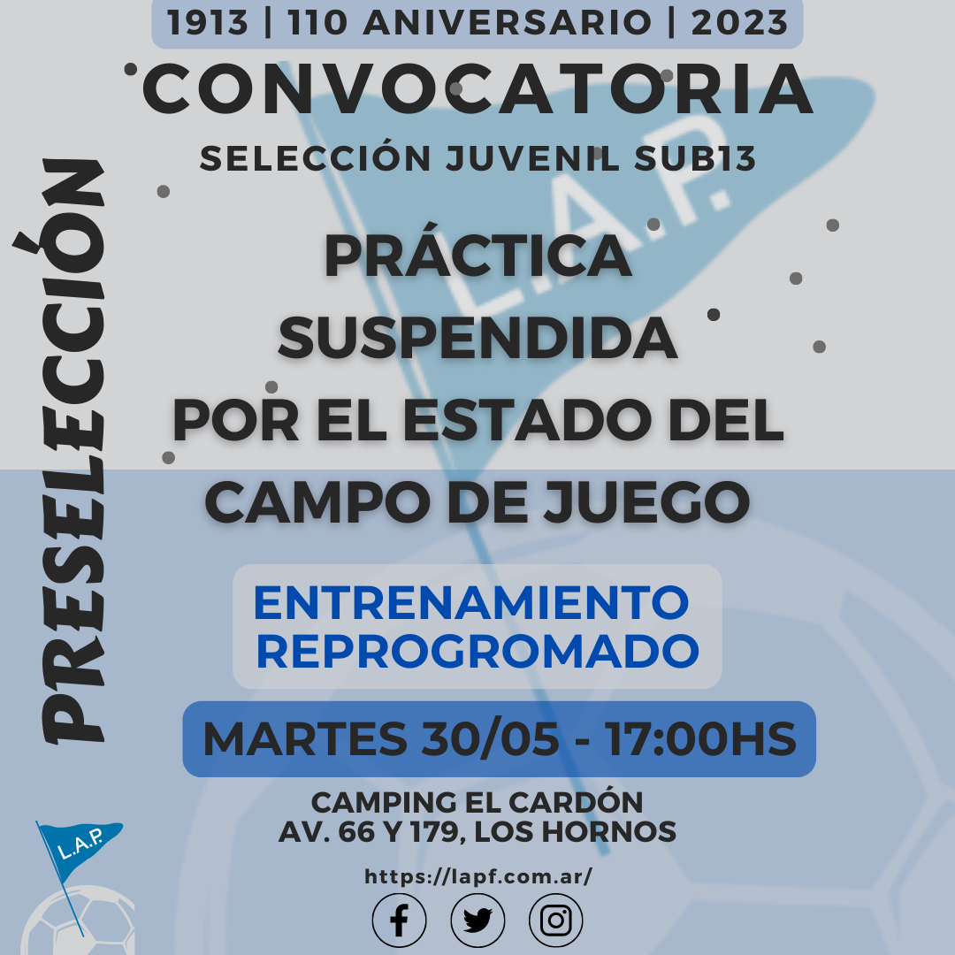 #Selecciones PRESELECCIÓN JUVENIL SUB13: PRÁCTICA SUSPENDIDA