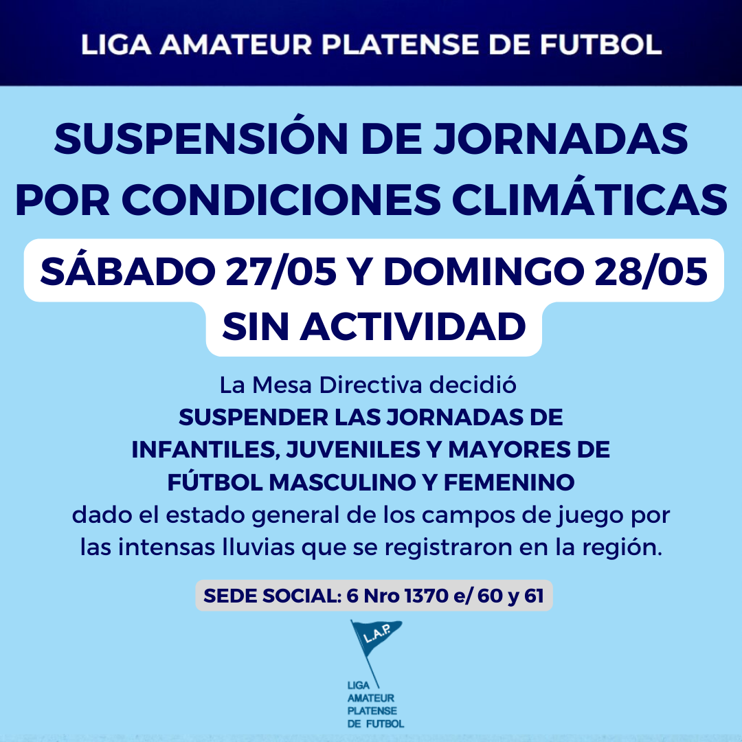 #Atención JORNADAS DEL FIN DE SEMANA SUSPENDIDA