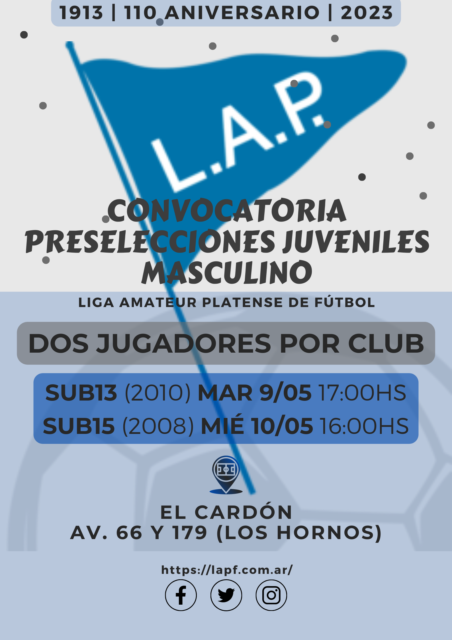 CONVOCATORIA A PRESELECCIONADO SUB 13 Y SUB 15 MASCULINO