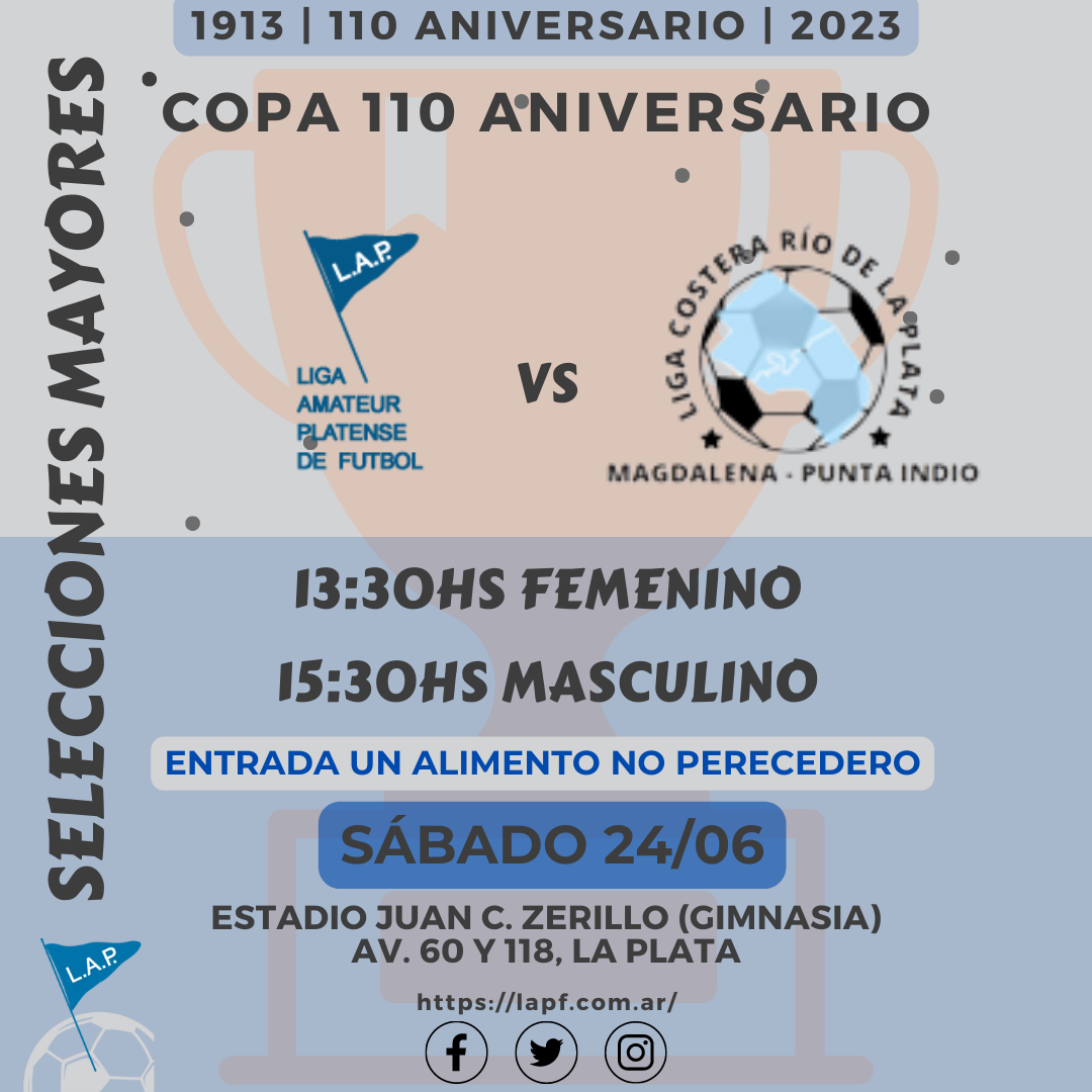 COPA 110 ANIVERSARIO: PARTIDOS DE SELECCIÓN