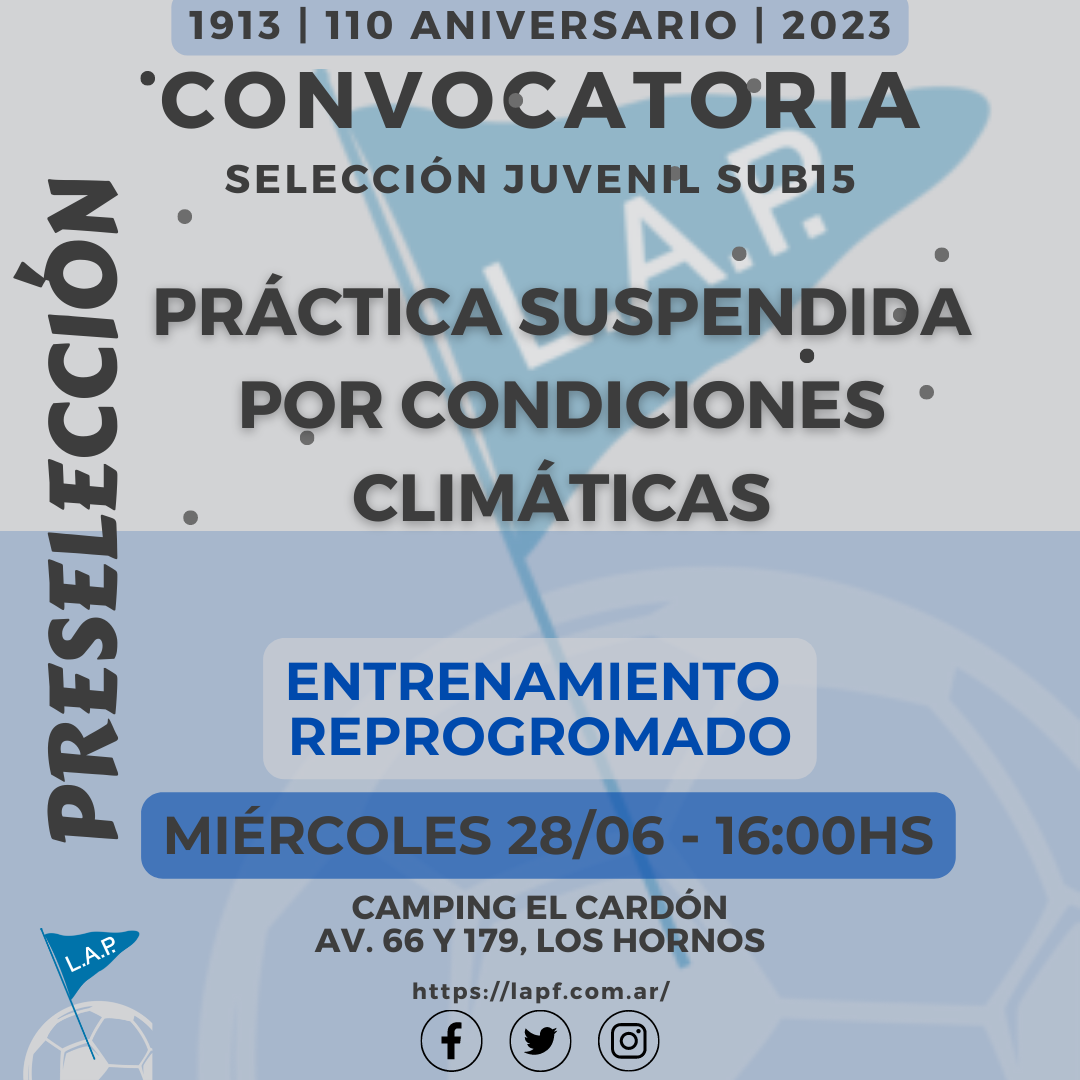 PRESELECCIÓN JUVENIL SUB15: PRÁCTICA SUSPENDIDA