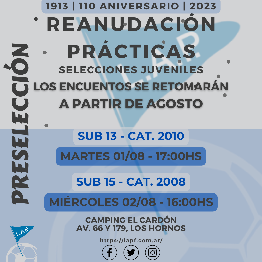 SELECCIONES JUVENILES SUB 13 Y SUB 15: REANUDACIÓN PRÁCTICAS