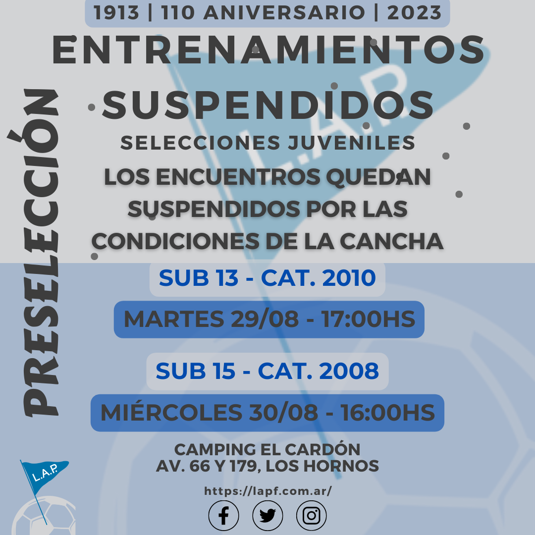 PRESELECCIONES JUVENILES: ENTRENAMIENTOS SUSPENDIDOS