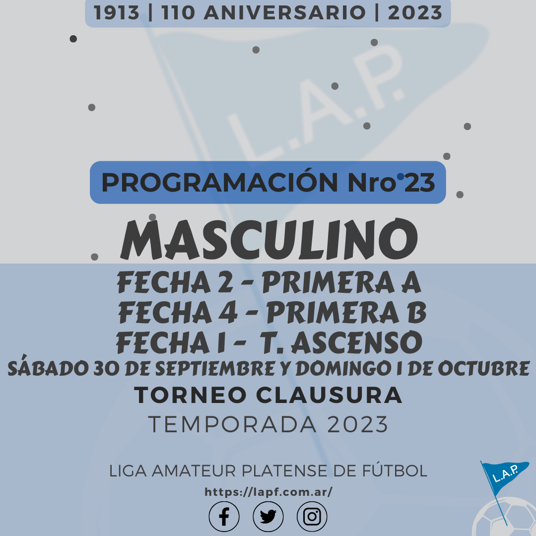 TORNEO CLAUSURA: PRIMERA A – FECHA 2 | PRIMERA B – FECHA 4 | T. ASCENSO – FECHA 1