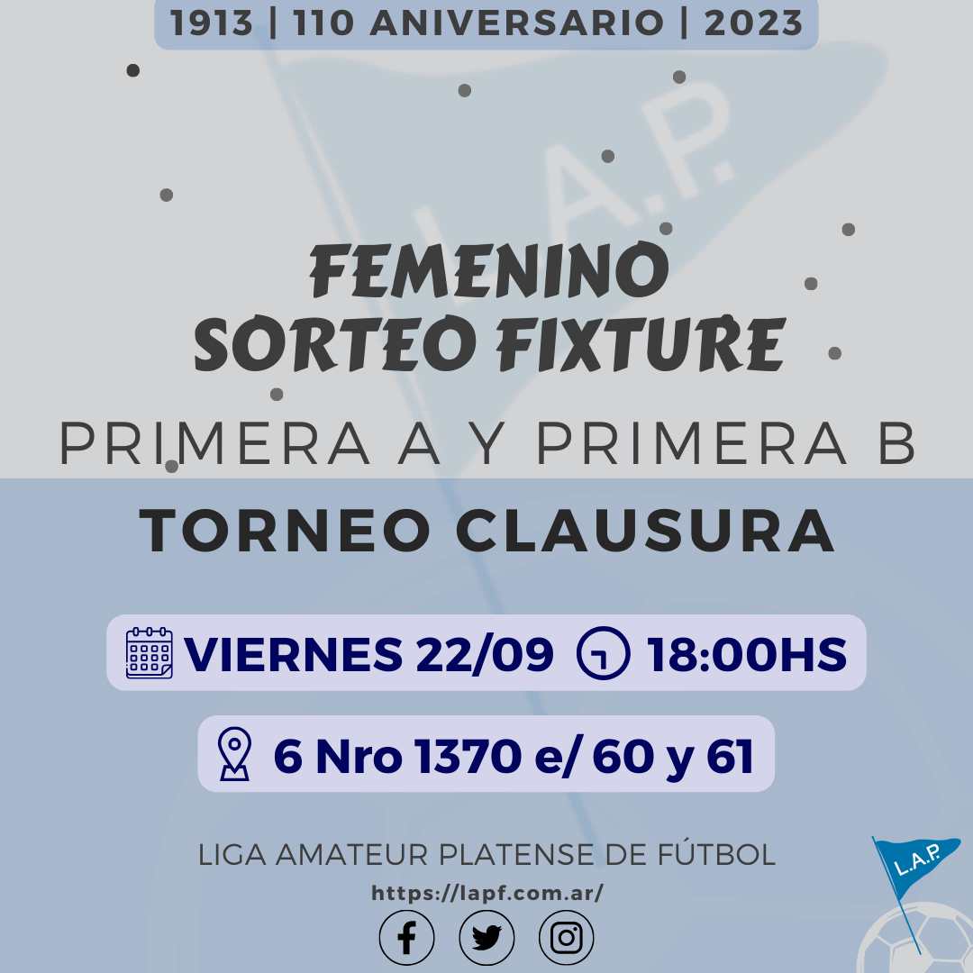 SORTEO FIXTURE FEMENINO PRIMERA A Y PRIMERA B T. CLAUSURA 2023