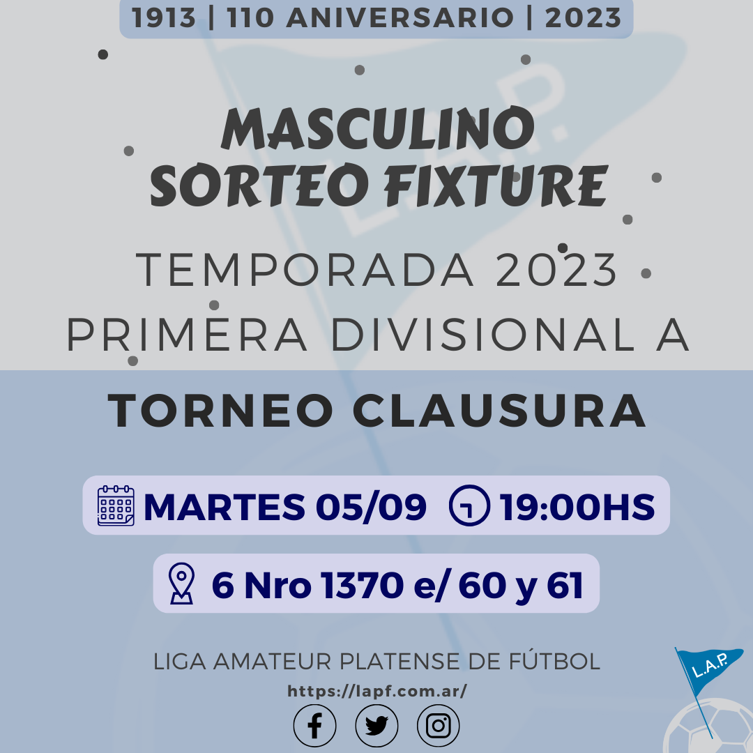 SORTEO FIXTURE MASCULINO PRIMERA A T. CLAUSURA 2023