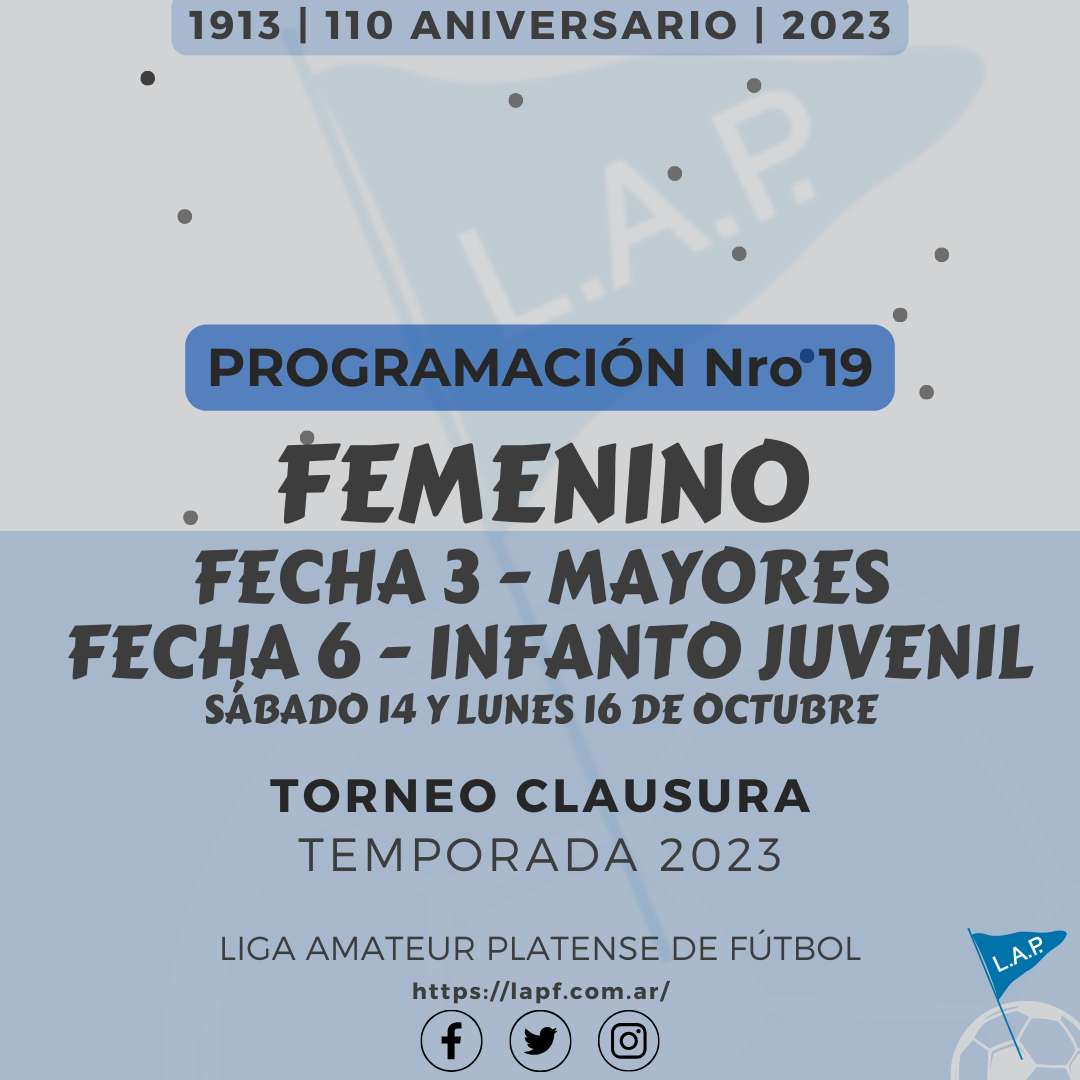 T. CLAUSURA: MAYORES FECHA 3 | T. CLAUSURA: JUVENILES E INFANTILES FECHA 6