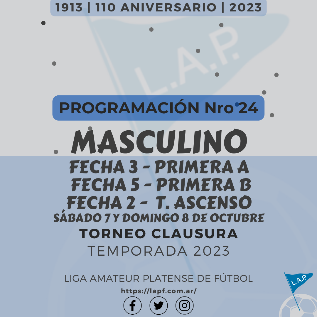 TORNEO CLAUSURA: PRIMERA A – FECHA 3 | PRIMERA B – FECHA 5 | T. ASCENSO – FECHA 2