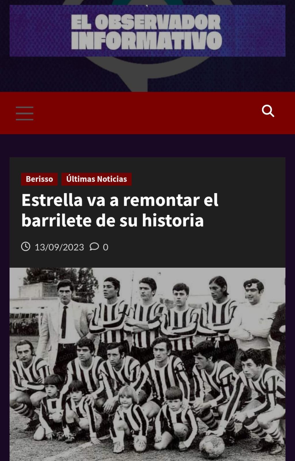 BERISSO ESPERA EL RECONOCIMIENTO A ESTRELLA