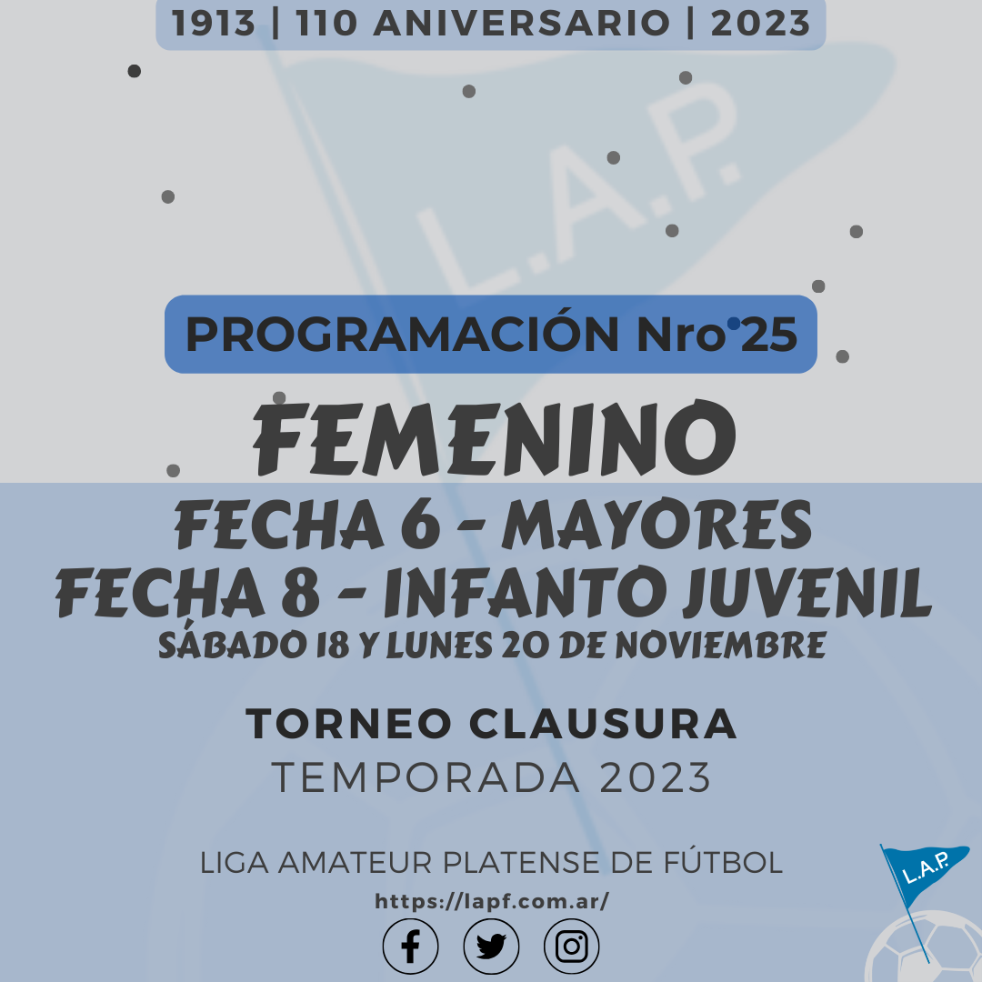 T. CLAUSURA: MAYORES FECHA 6 | T. CLAUSURA: JUVENILES E INFANTILES FECHA 8