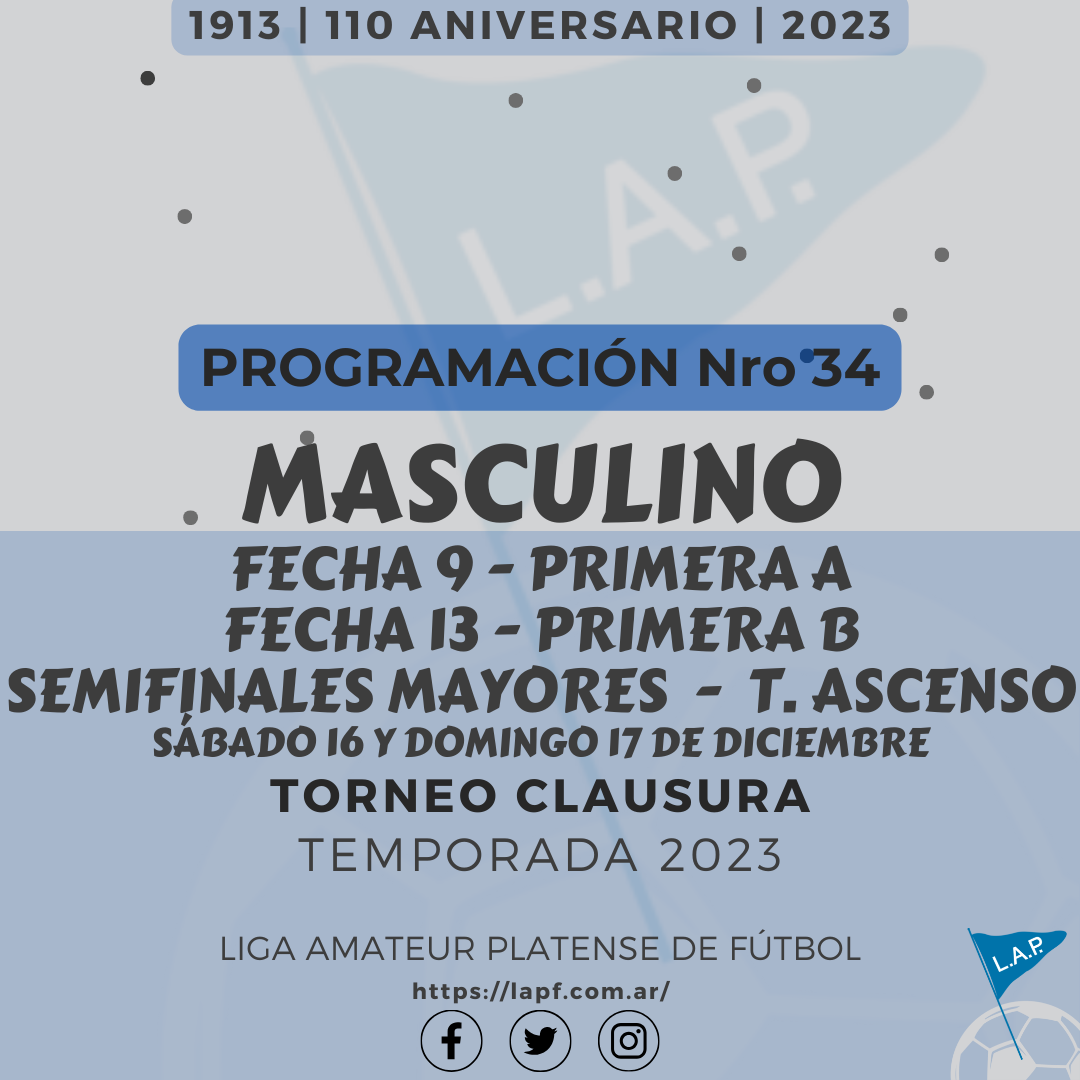 TORNEO CLAUSURA: PRIMERA A - FECHA 9 INFANTILES Y MAYORES | PRIMERA B – FECHA 13 | T. ASCENSO – SEMIFINALES MAYORES