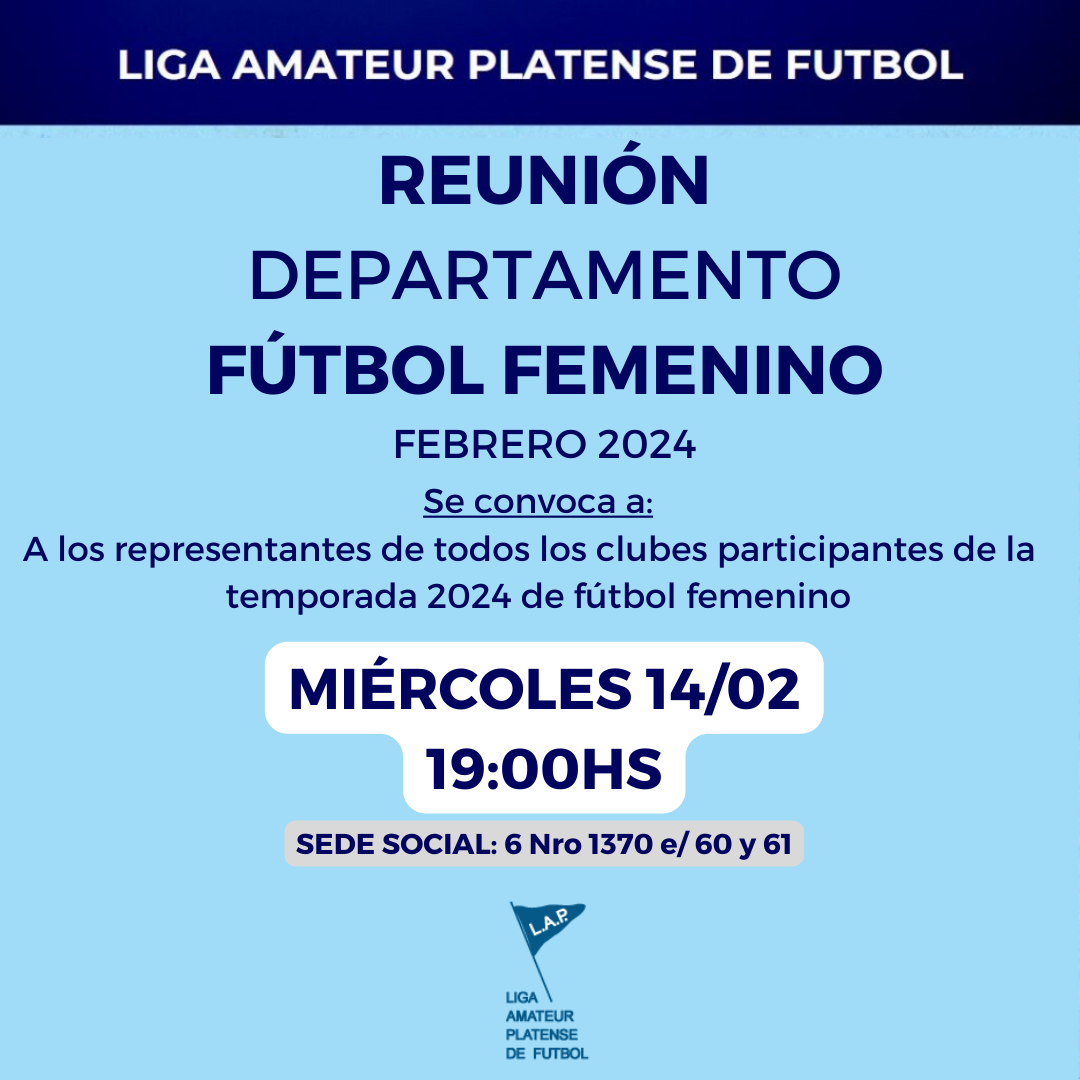 CONVOCATORIA REUNIÓN DEPARTAMENTO DE FÚTBOL FEMENINO - FEBRERO