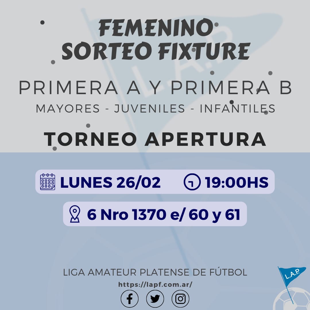 FIXTURE FEMENINO PRIMERA B Y PRIMERA A Y SUB 17 T. APERTURA 2024