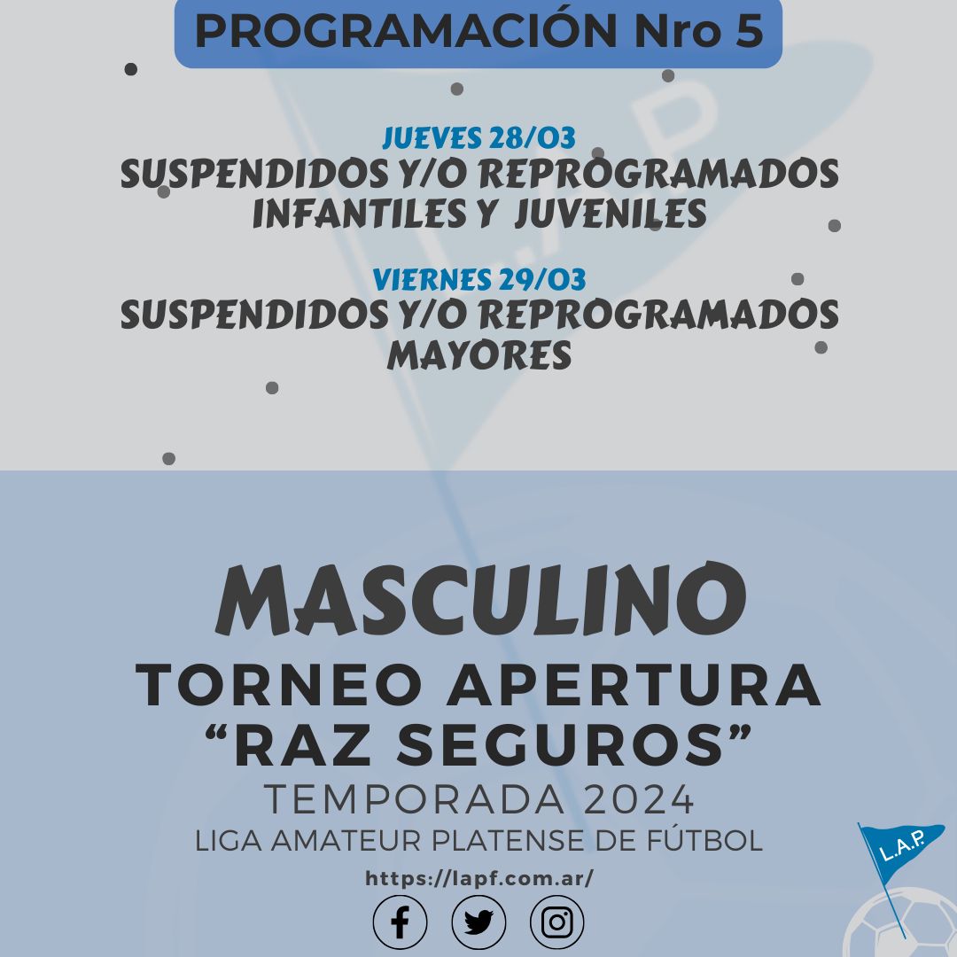 PROGRAMACIÓN NRO 5: SUSPENDIDOS Y/O REPROGRAMADOS