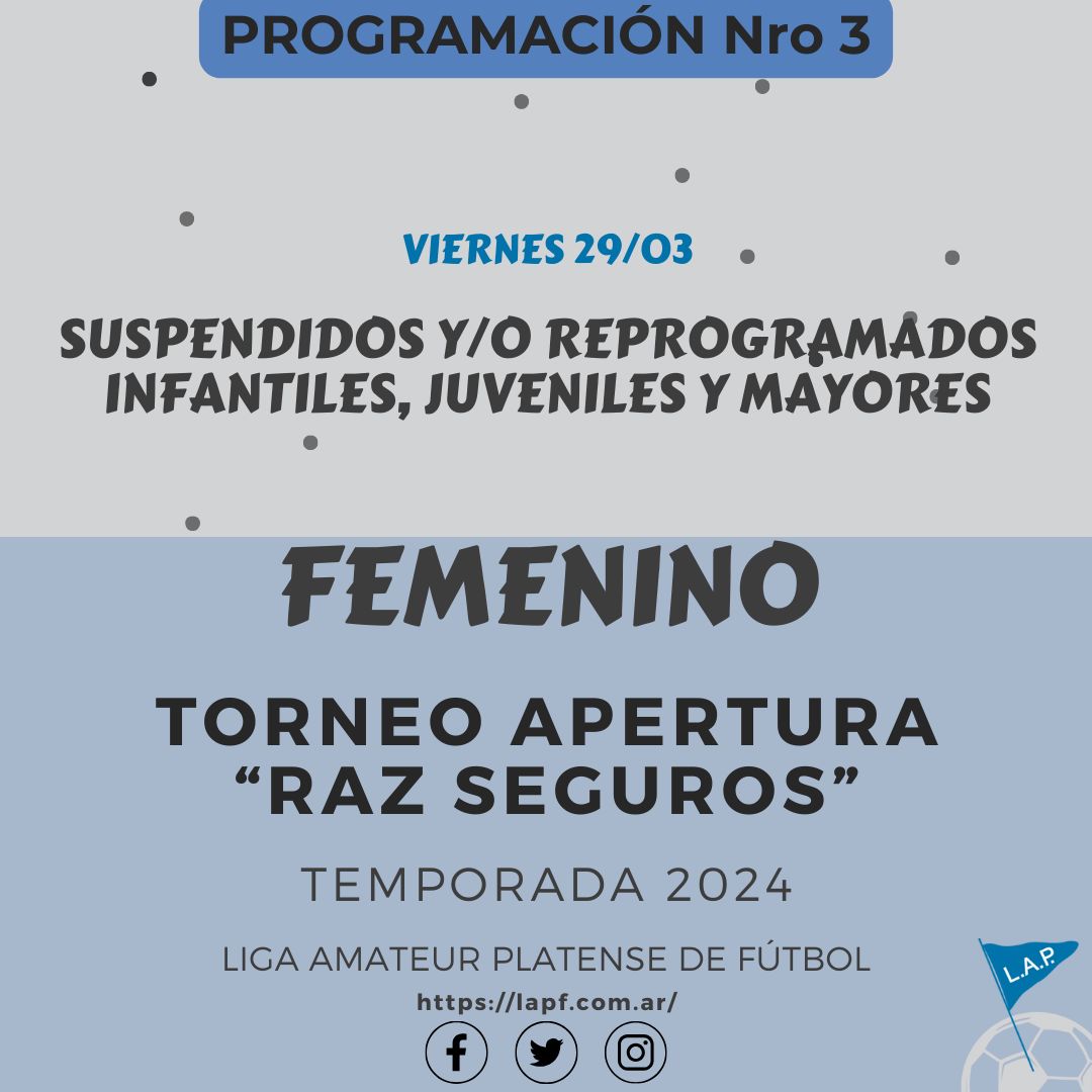 PROGRAMACIÓN NRO 3: REPROGRAMADOS Y/O SUSPENDIDOS