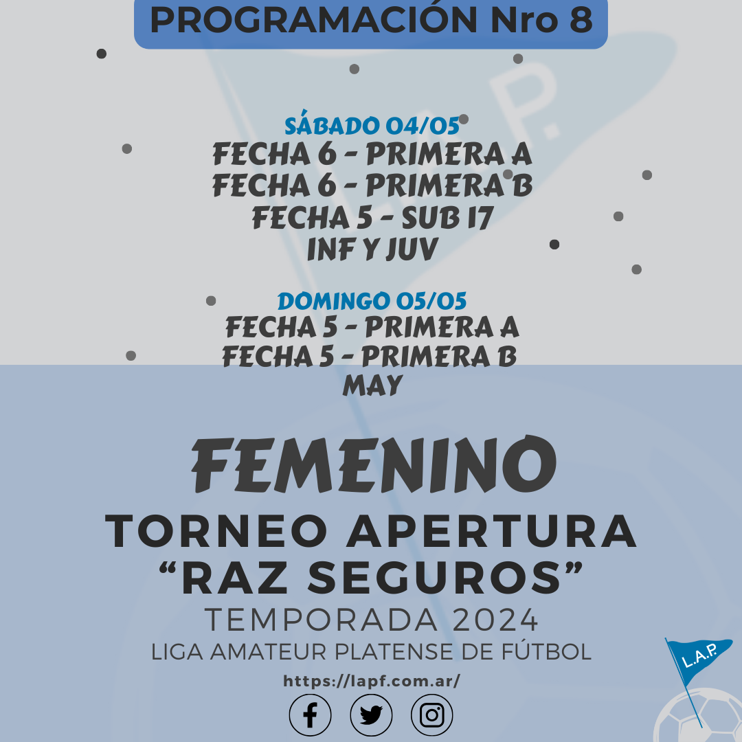 PROGRAMACIÓN NRO 8: PRIMERA A - PRIMERA B ┃ SUB 17